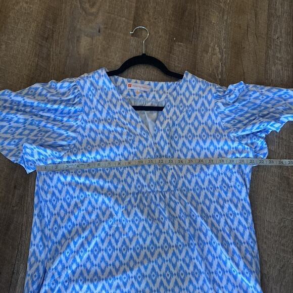 Jude Connally Blue & White Dress Size L (has pockets!) - Picture 4 of 8
